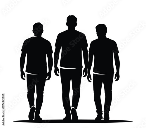 Silhouette friendship day logo three friends walking together perfect for celebrating bonds unity