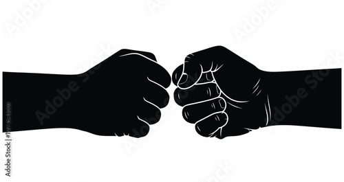 Silhouette friendship day logo two hands fist bump celebrating bonds unity