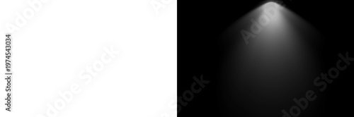 Spotlight illuminated stage background. White rays of floodlight, ies lamp beam. Festive warm rays on transparent background .