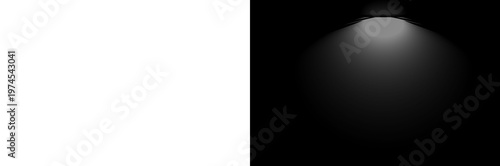 Spotlight Illuminated Stage Background with White Floodlight Rays and IES Lamp Beam Effect on Transparent Background.