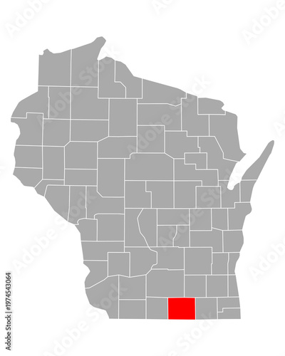 Karte von Rock in Wisconsin