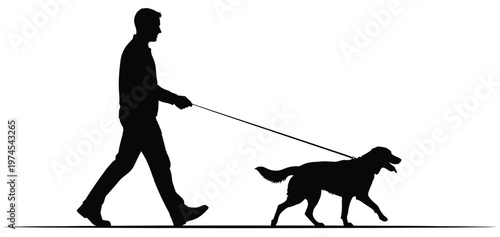 Silhouette friendship day logo man walking dog a symbol of loyalty and companionship