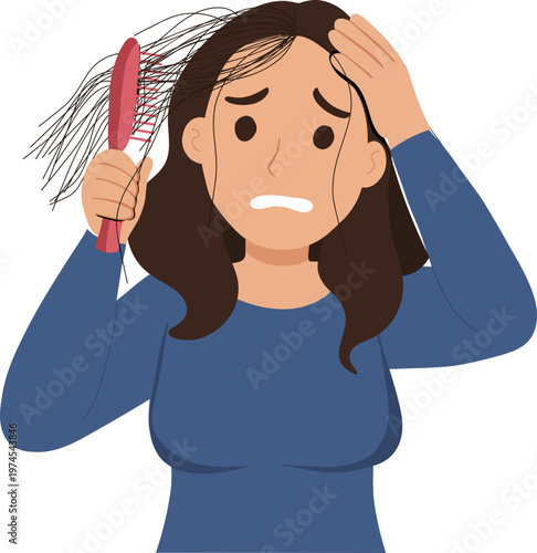 Hair Loss Problem Illustration with Women Experiencing Hair Fall