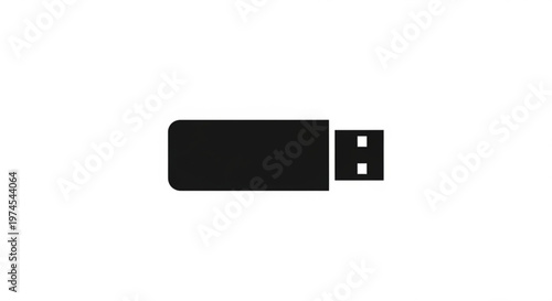 A minimalist vector graphic of a USB flash drive icon in black silhouette on a white background