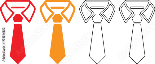 Collection of colorful tie and collar icons in various colors on white background  business attire accessories