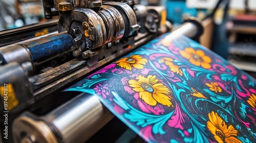 Custom Label Printing Machine Applying Vibrant Floral Designs With Intricate Details And Vivid Colors