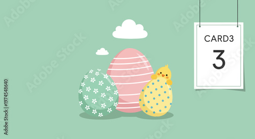 A chick standing next to easter eggs isolated on transparent background, isolated on white background, Vector