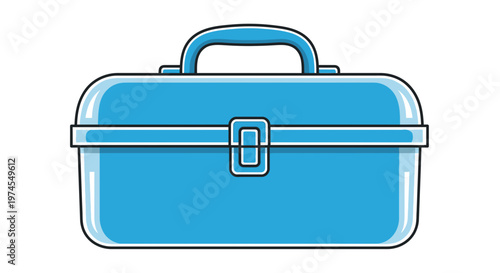 Vintage Blue Lunch Box Isolated on White Background