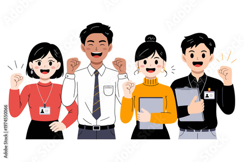 Enthusiastic group of colleagues celebrating a successful project with colleagues celebrating successful business achievement energetic motivated enthusiastic determination accomplishment