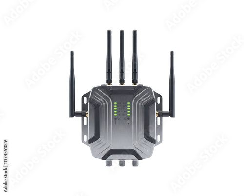 Modern high-gain wireless access point with multiple antennas, ensuring robust and extended network coverage for demanding environments