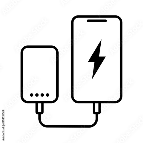 モバイルバッテリーとスマホのアイコン_ベクターイラスト