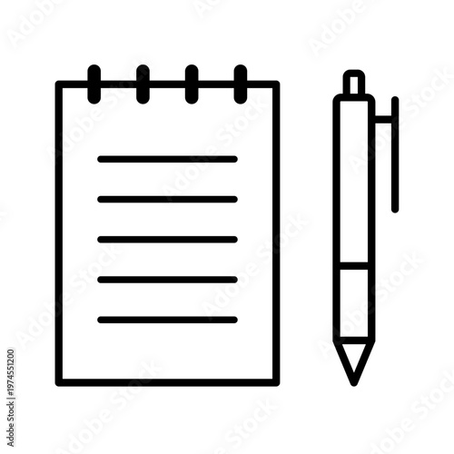 筆記用具　ノート・ペンのアイコン_ベクターイラスト
