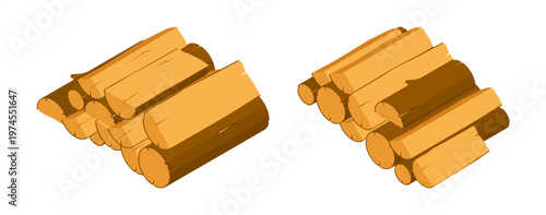 Woodworking and carpentry industry and materials for construction. Vector isolated isometric tree log with bark cut in half. Natural oak for handmade or craft, woodwork boards, textured icons design