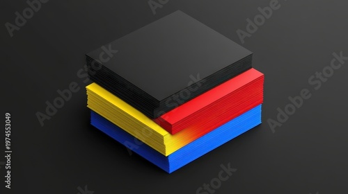 Stack of Vibrant Colored Business Cards with Bold Design Elements Neatly Organized for Professional Use