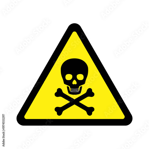 Toxic hazard warning sign skull and crossbones symbol