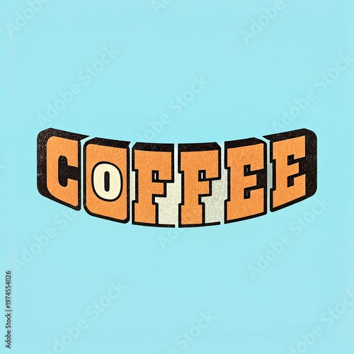 Creative 3D coffee text design with colorful block 