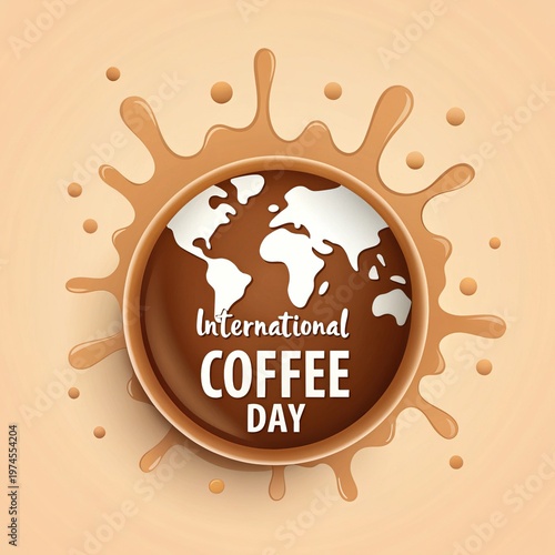 A vintage brown coffee label design featuring a circular cup of coffee beans and a sweet chocolate cake illustration set within a vector bakery stamp frame