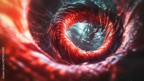 Abstract vortex of red and dark colors