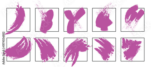 Pink watercolor brush stroke splatter set messy paint mark modern graphic design element collection vector illustration bundle