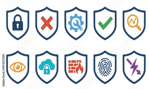cyber shields with different colours and designs