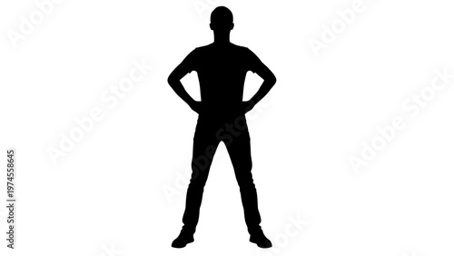 Confident Man Standing Silhouette Full Body.