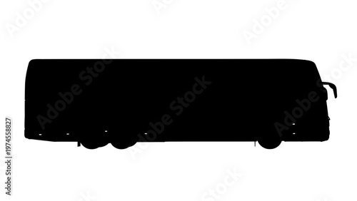 Silhouette of a large bus vehicle.