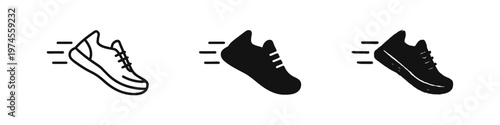 Dynamic Running Shoe Icon Set - Speed and Movement Concept for Sports and Fitness