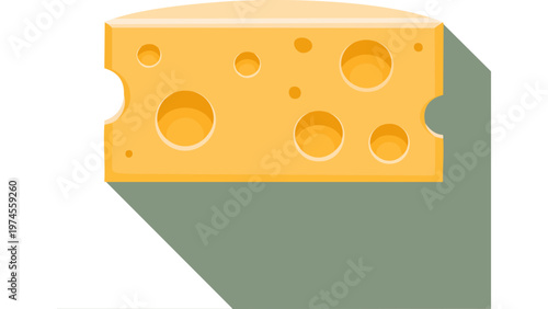 Block of cheese with holes representing dairy product used in cooking and food preparation scenes vector
