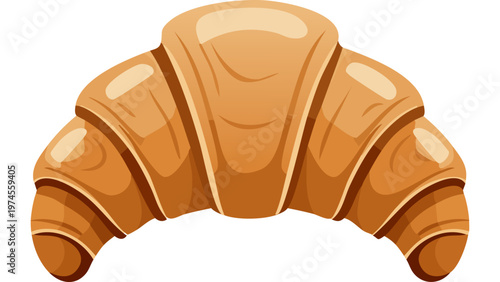 Buttery croissant pastry with flaky layers curved shape representing classic baked breakfast food item vector