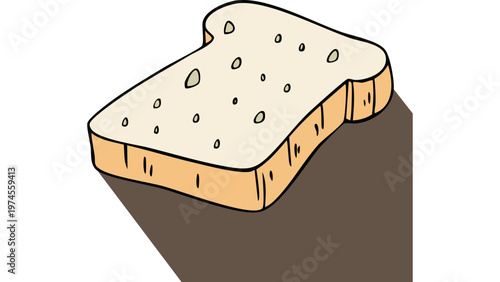 Slice of white bread with soft texture representing simple staple food used in everyday meals vector