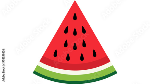 Triangular watermelon slice with seeds and rind highlighting fresh juicy fruit and vibrant summer snack vector