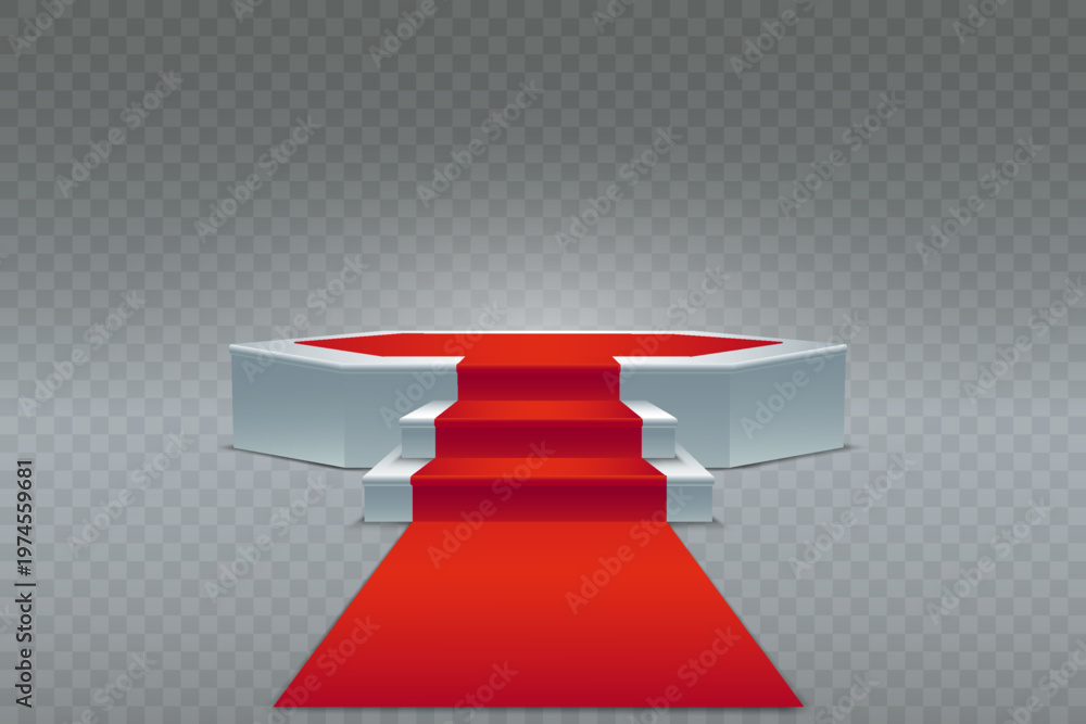 Obraz premium Red carpet leading up to hexagonal podium stage