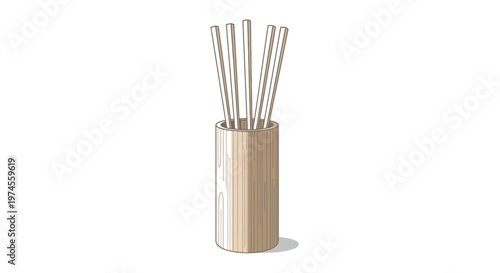 Wooden Skewers in Holder, Rustic Kitchen Utensils for Food Presentation