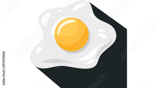 Fried egg with bright yolk and soft white representing simple breakfast food in minimal illustration style vector