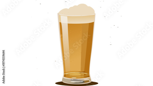 Tall glass of beer with foam head representing refreshing alcoholic beverage in casual setting vector