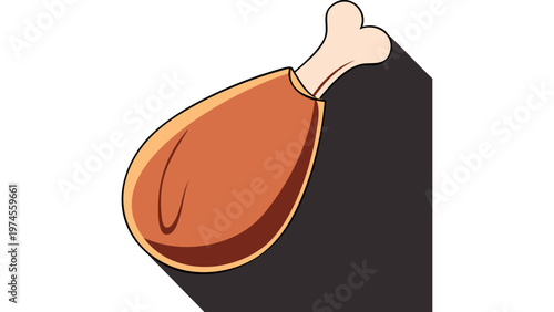 Cooked chicken drumstick with browned skin representing roasted poultry meat food item for meals vector