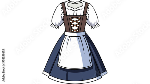 Traditional female dress with apron and blouse representing cultural clothing and historical costume attire vector