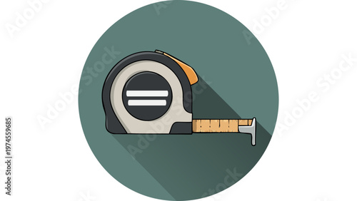 Measuring tape rolled with extended ruler showing length measurement tool used in construction and tailoring vector