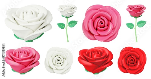 Bild auf Leinwand Colorful artificial rose collection