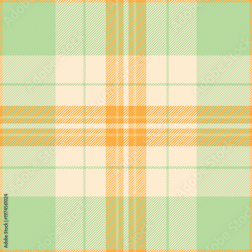 Xmas textile background pattern, french check plaid texture. Customized seamless vector tartan fabric in green and light colors.