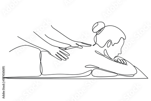 Abstract line drawing of a woman receiving a back massage