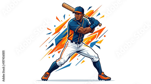 Baseball Player in Blue Uniform.