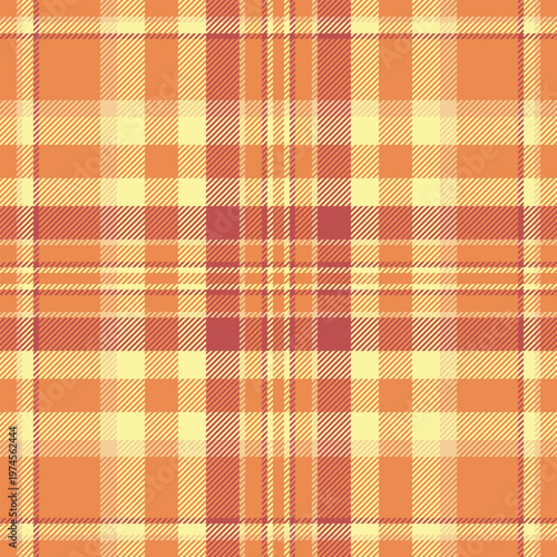 Vintage vector seamless fabric, masculine background tartan textile. Season pattern texture check plaid in orange and yellow colors.