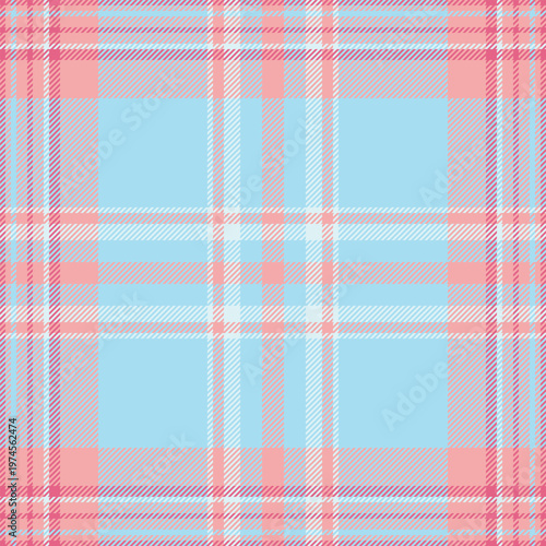 Quilt vector textile background, wear fabric texture pattern. Lovely plaid check seamless tartan in light and cyan colors.