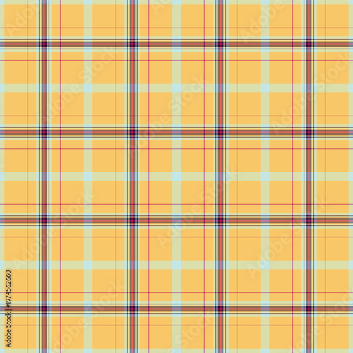 Pretty tartan plaid textile, indoor background fabric texture. Uk seamless vector check pattern in light and amber colors.