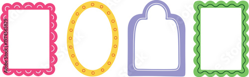 Decorative frame border set with colorful ornamental labels