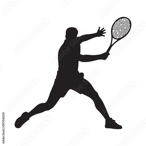 Silhouette of a tennis player preparing to hit a forehand shot