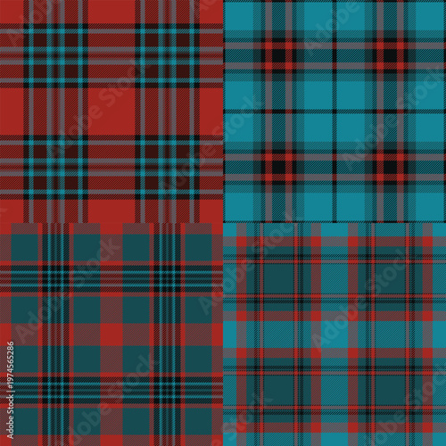 Decorative plaid bundle built for childrens outerwear. Suitable for jackets, over-shirts, and layering garments. Seamless tartan repeats avoid breaks.