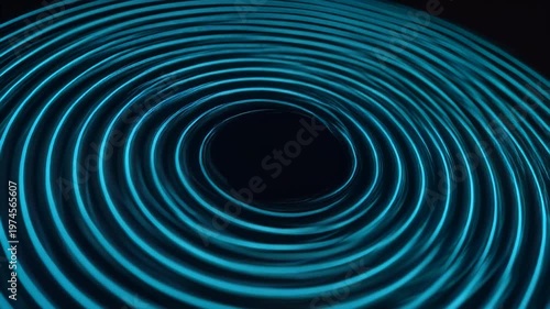Glowing Blue Neon Circle Patterns.
