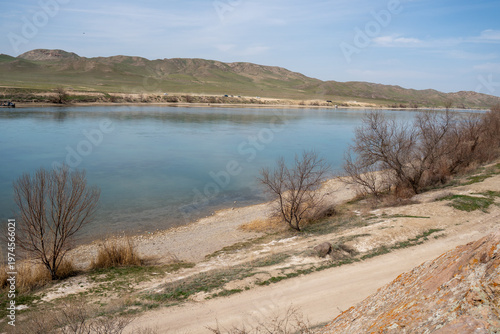 The raw beauty of the Kazakh steppe: Ili River before spring blooming